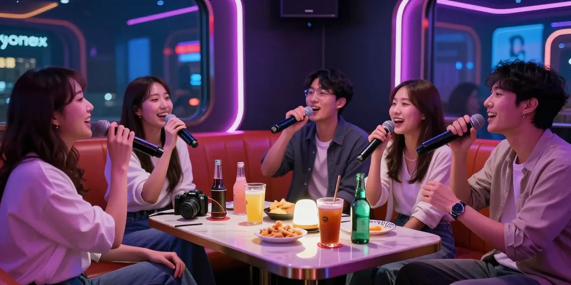 Group enjoying a vibrant night at www.3no.org's unique karaoke entertainment.