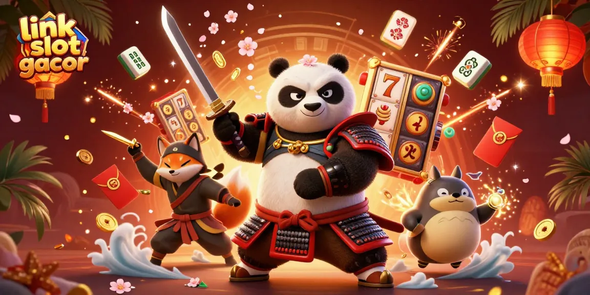 Experience thrilling gameplay at link slot gacor with animated samurai panda and dynamic casino elements.