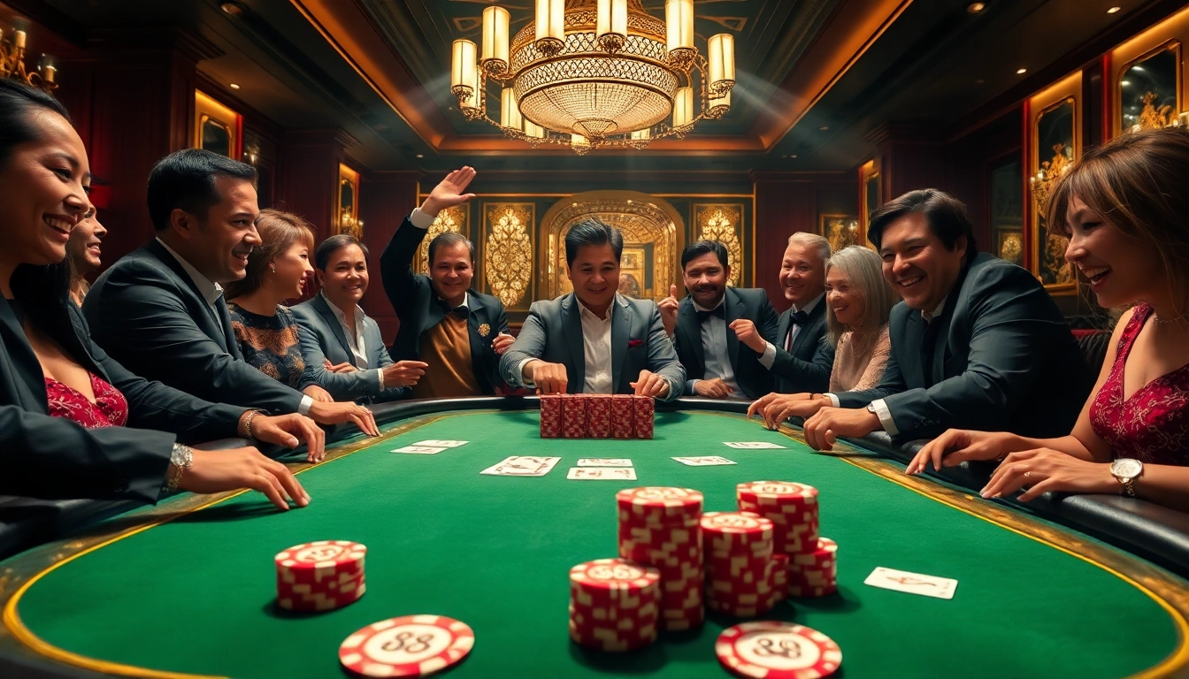 Players winning at a luxurious poker table with XX 88 chips and cards.