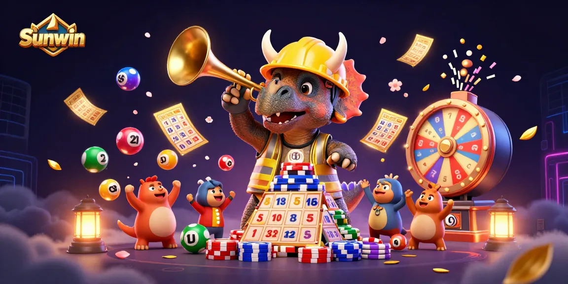 Sunwin enhances your gaming experience with a vibrant 3D casino scene bursting with energy.