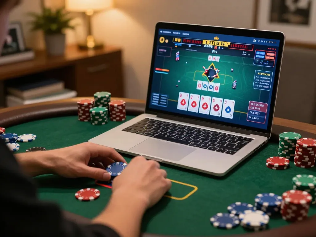 Terlibatlah dalam daftar poker online dengan pemain yang percaya diri memasang taruhan selama permainan yang mendebarkan.