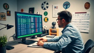 Analyze the best sports betting sites Brazil through a professional setup showcasing odds and sports memorabilia.