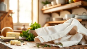 Kaasdoek met verse ingrediënten in een rustieke keuken