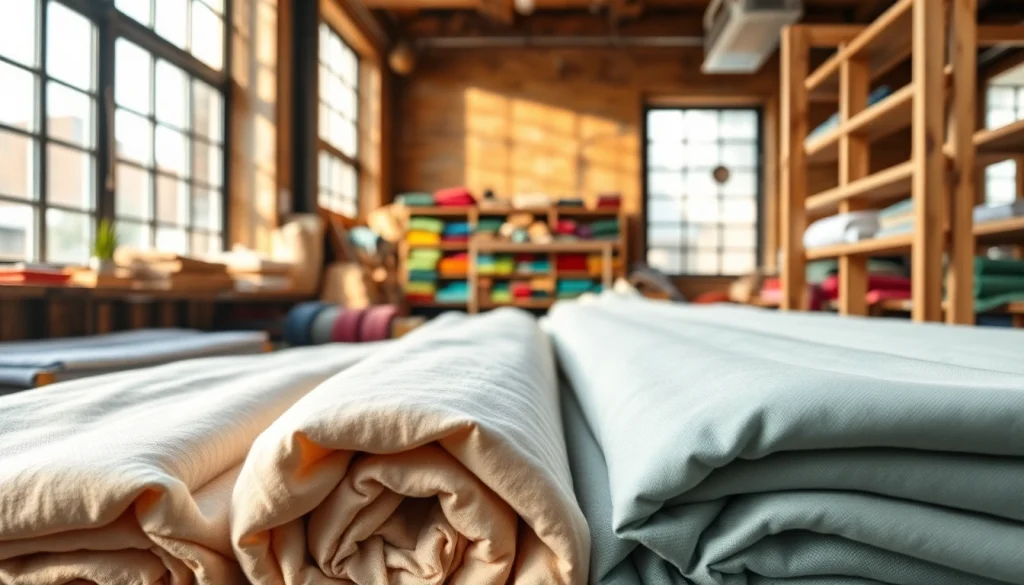 Katoen stof met kleurrijke texturen en stijlvolle opstelling in een creatieve studio.