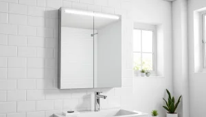 Präsentation des eleganten sonni Spiegelschrank mit moderner Beleuchtung und funktionalem Design im Badezimmer.