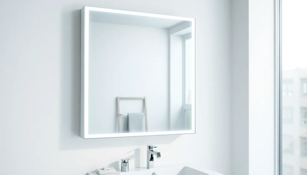 Elegantly showcase the sonni Spiegelschrank with LED lighting in a modern bathroom setting.