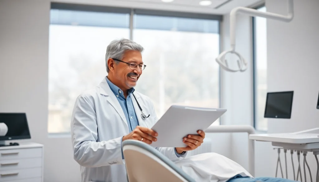 Engaged dentist providing treatment and reassurance in a modern dental clinic.