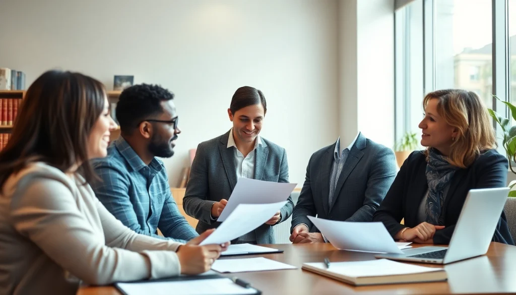 Clients discuss estate planning San Antonio with a professional in a modern office.