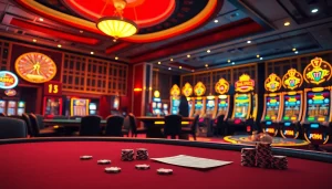 Engaging casino scene featuring the ph22255 Link amidst poker chips and lively players.