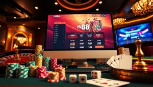 Experience the thrill of Hi88 gaming with vibrant poker chips and roulette wheel.