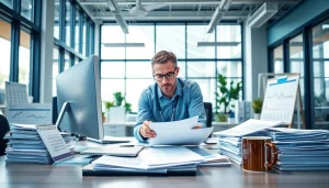 Analyzing documents for Pre and post award compliance in a modern office setup.