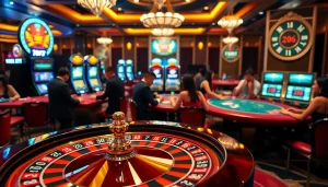 Engaging gamblers enjoying a thrilling experience at 789BET casino with poker and roulette.