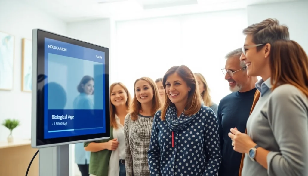 Calculate your biological age using a friendly biological age calculator in a health clinic.