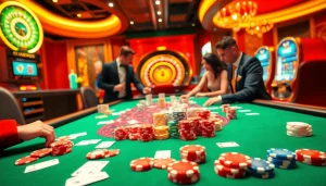 Trải nghiệm sự phấn khích tại CG79 với các trò chơi casino sống động, có chip poker và bánh xe roulette.