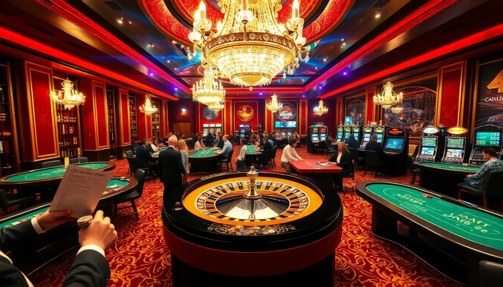 Experience the thrill of winning at https://nohu.business/ with a vibrant casino scene featuring roulette and excited players.