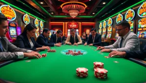 Engaging in a thrilling game at vua99 nhà cái uy tín casino, showcasing poker chips and dice.