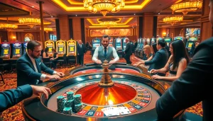 Người chơi tham gia tại bàn roulette trong một casino sang trọng, minh họa sự hồi hộp của cá cược CG 79.